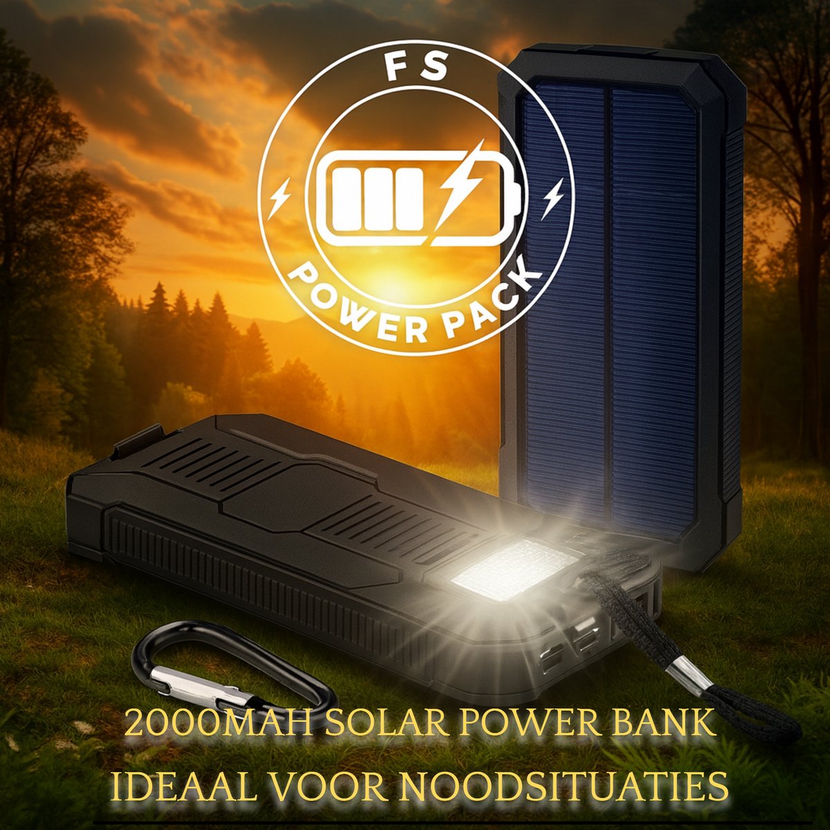 Noodpakket Solar Charger! Zonne-energie opladen 20000mAh - afbeelding 3