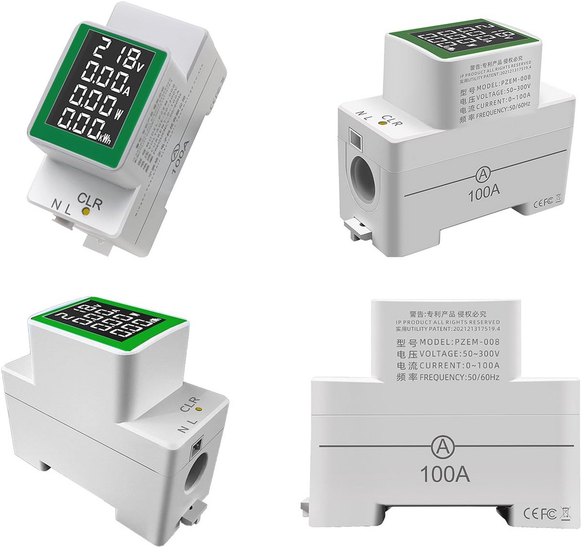 Digitale Multimeter 50-300V 100A - LCD Display voor Stroom, Spanning, Actieve Vermogen en Energie