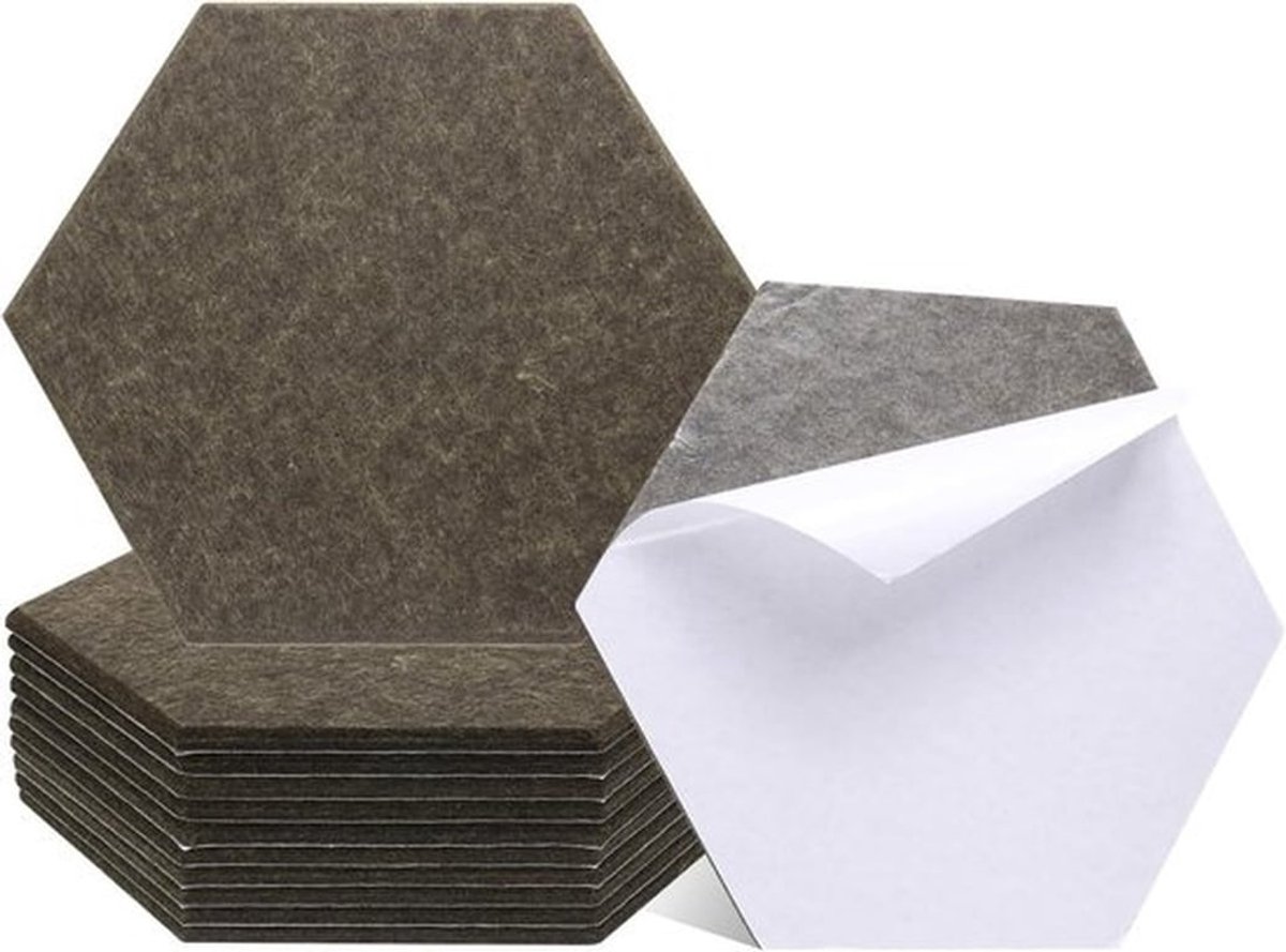 Zelfklevend akoestisch paneel voor geluidsabsorptie in donkerbruin - 30 x 26 x 0,9 cm