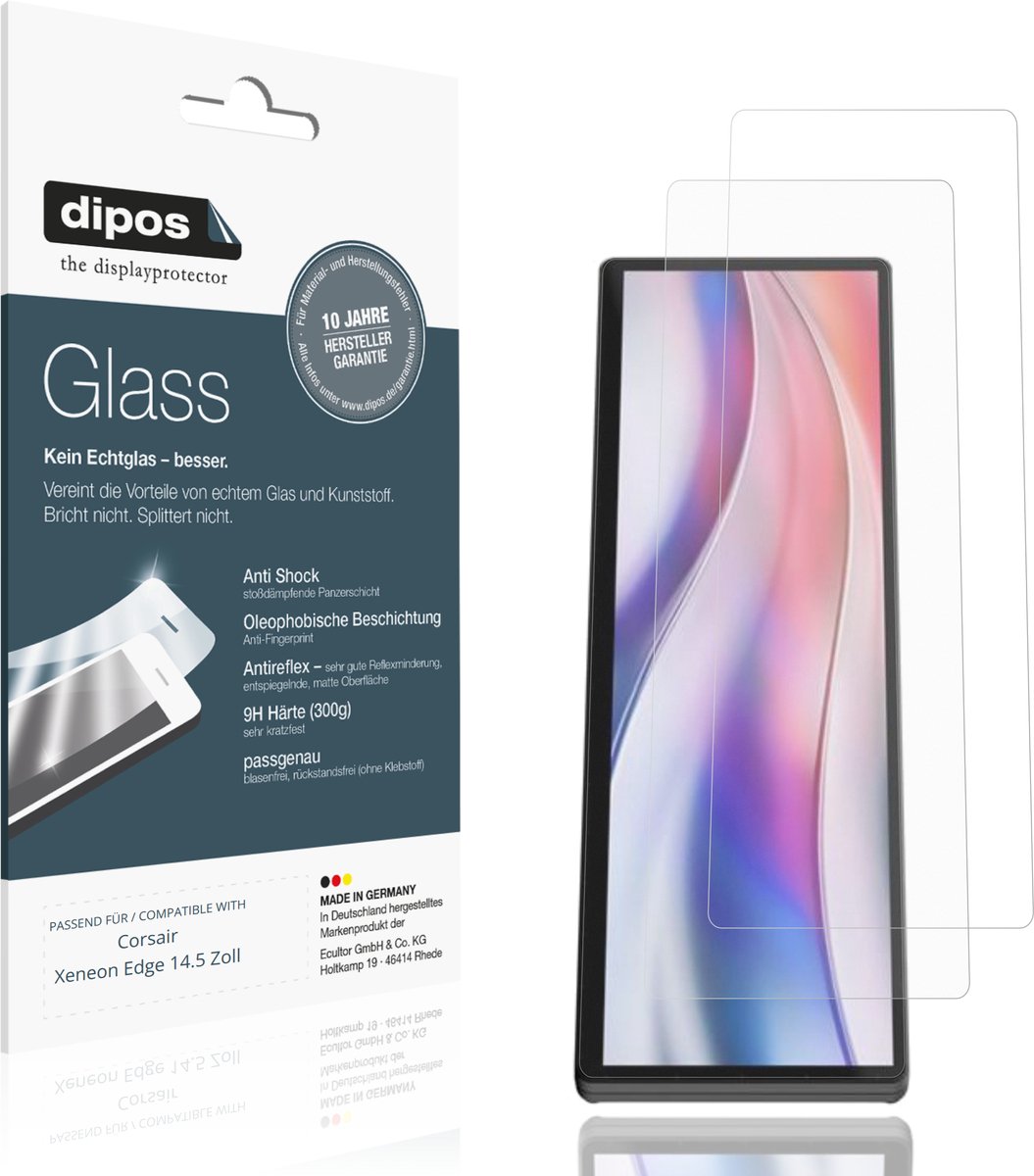 dipos – 2x Matte Pantserfolie geschikt voor Corsair Xeneon Edge 14.5 Zoll | 9H Screenprotector