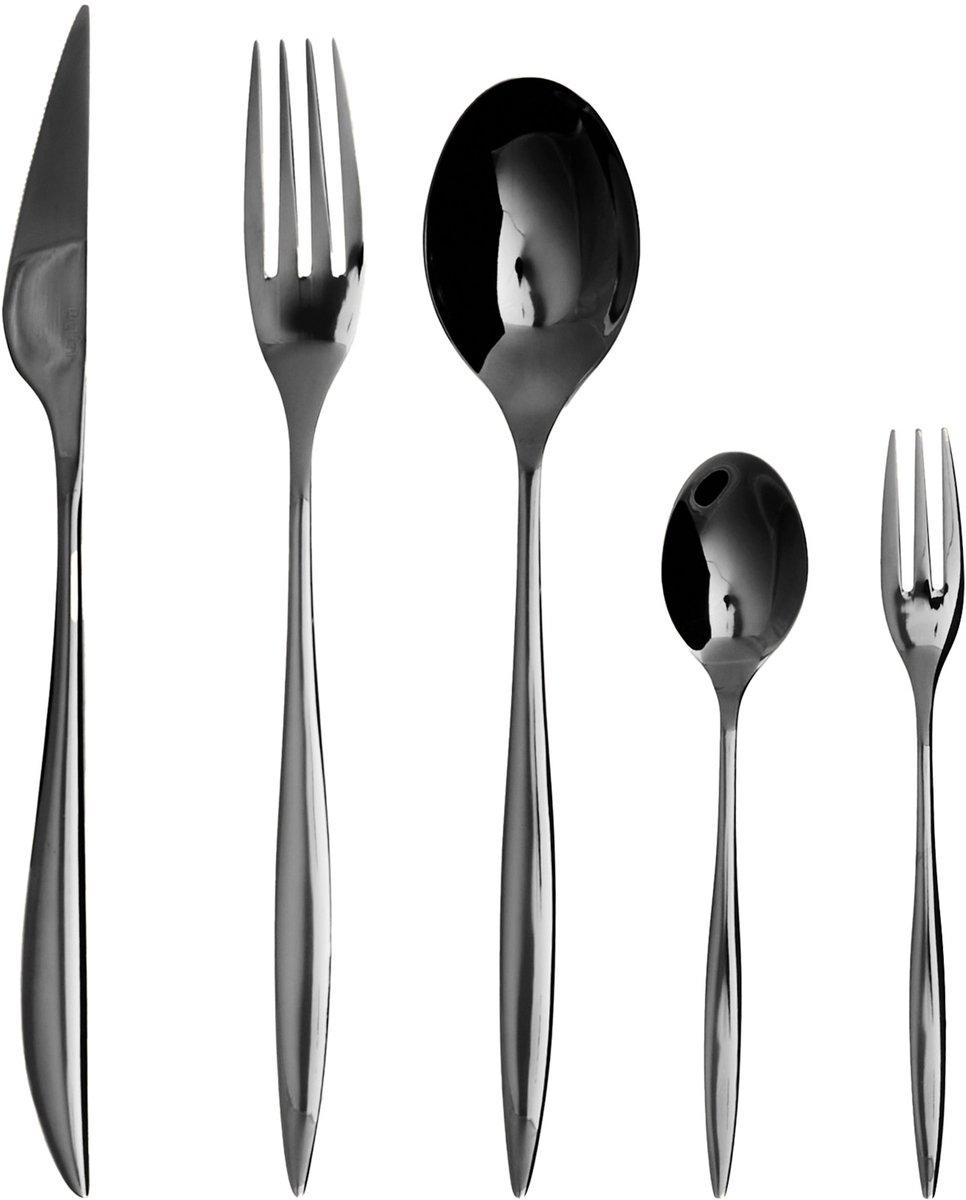 BELIANI FARFALLE - Bestekset 30-delig - Zwart - RVS