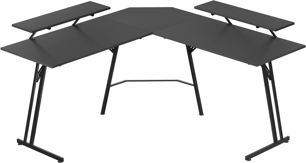 Aufun gamingbureau – 140 cm – hoekbureau – pc-bureau – voor thuis en kantoor – zwart