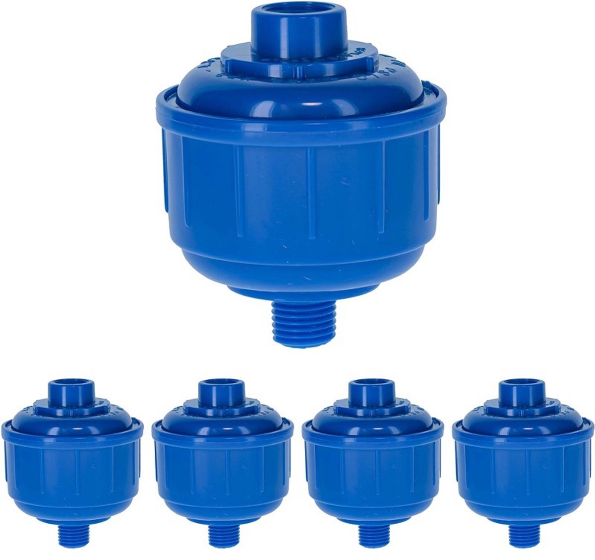 5-delige set filters met schroefdraad voor spuitpistolen, verstuivers en luchtfilters - blauw