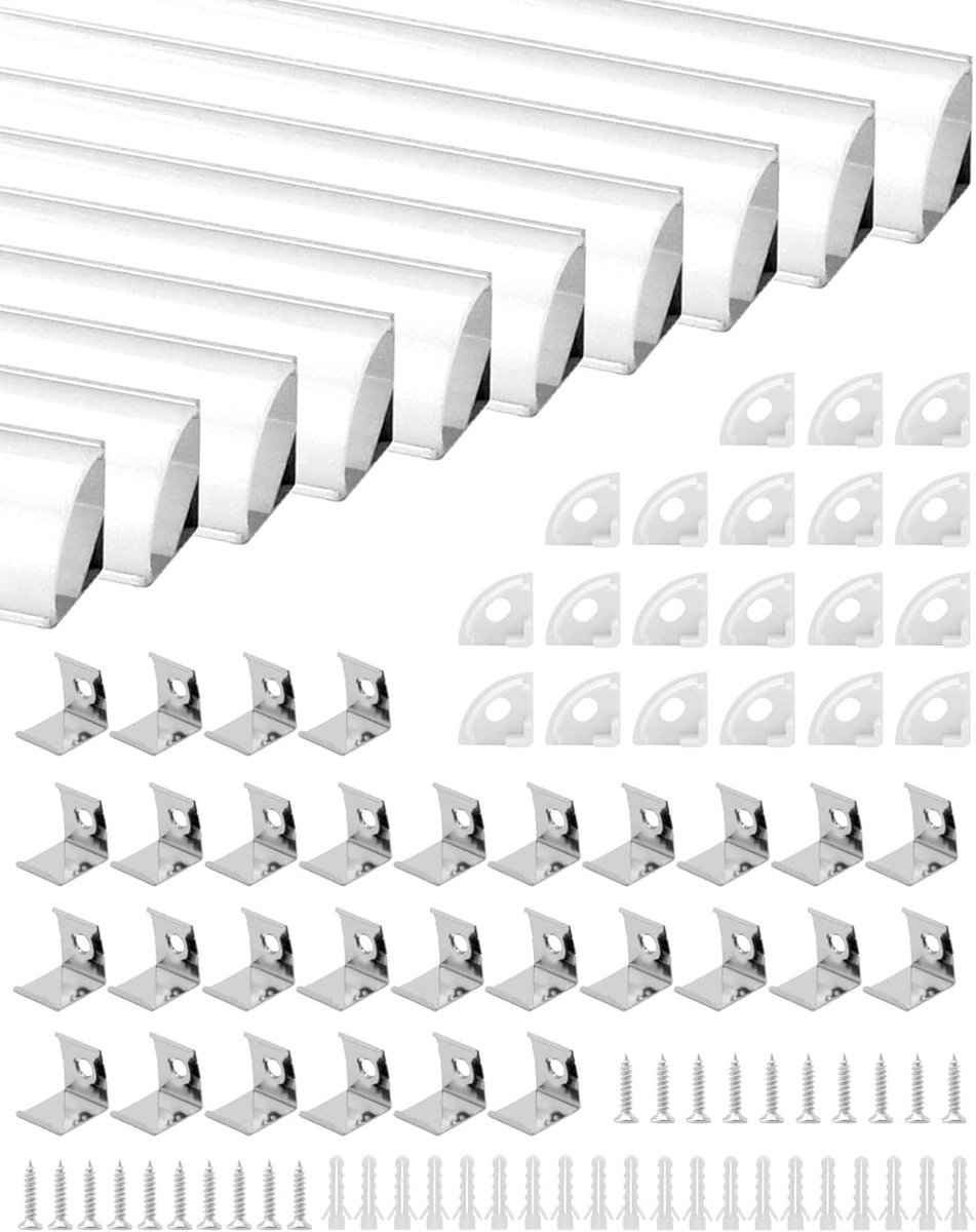 LED Aluminium Profiel V-Vorm 1 Meter met Kap en Bevestigingsmateriaal
