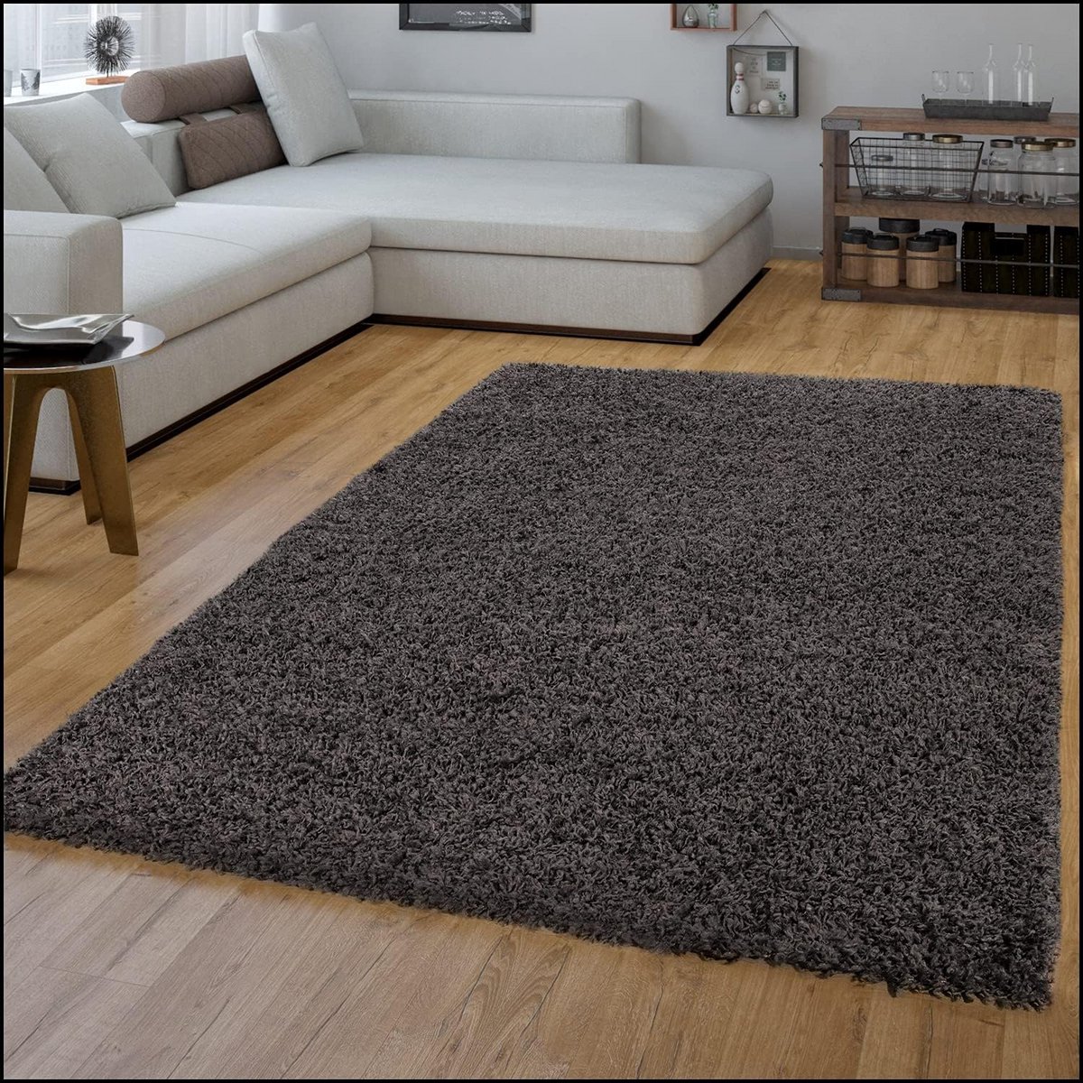 Luxe Hoogpolig Vloerkleed Rechthoekig Antraciet 200x280 cm Zacht Shaggy Tapijt