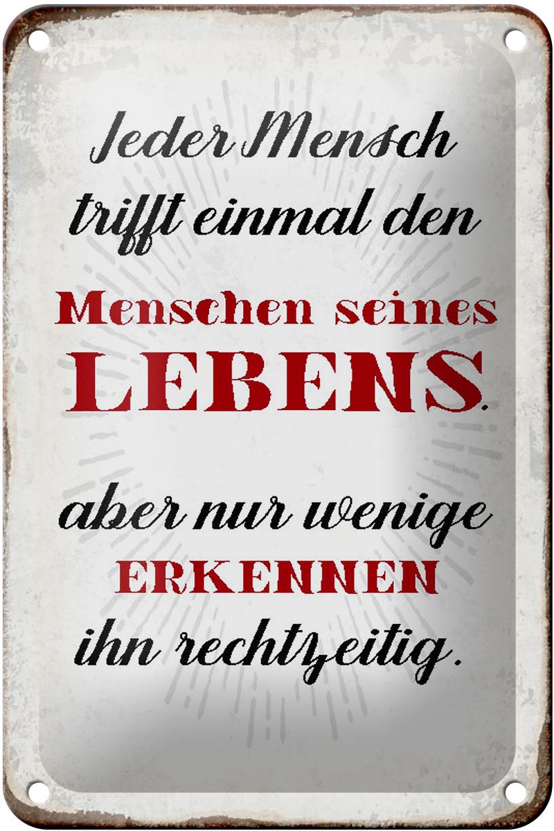 Blechschild Spruch 12x18cm jeder Mensch trifft einmal den