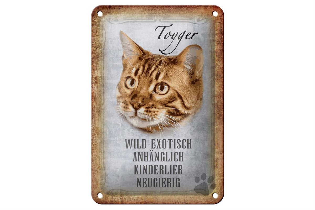 Blechschild Spruch 12x18cm Toyger Katze Schild