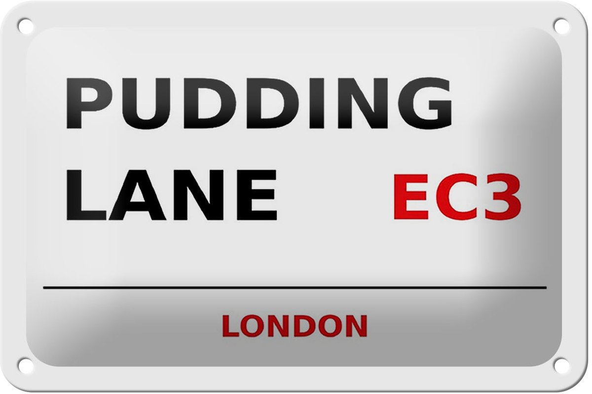 Blechschild London 18x12cm Pudding Lane EC3
