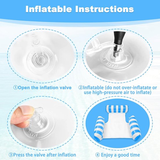 2x Opblaasbare Waterhangmat met Pomp - 4-in-1 Zwemstoel voor Volwassenen & Kinderen — afbeelding 3