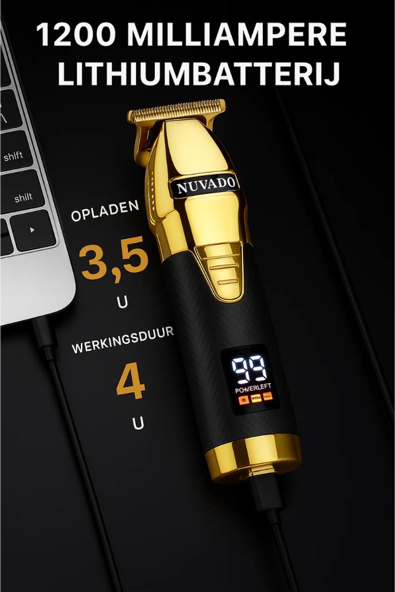 Nuvado Baardtrimmer - Goud- Precisietrimmer met 1.5-9 mm - afbeelding 3
