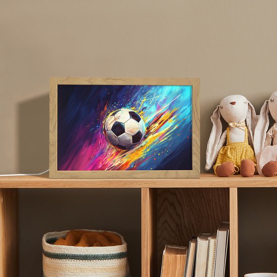 Nachtlampje 30x20 cm - Kinder lamp - Voetbal - Kleurrijk - Abstract - Penseelstreken - Tafellamp kinderkamer - Slaapkamer lamp - Bedlamp kinderen - Kinderlampje stopcontact - Wandlamp babykamer - Nachtlampjes van Merkloos — afbeelding 3