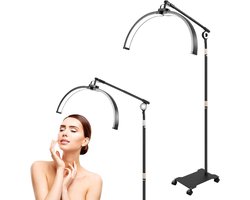 Professionele LED Halve Maan Vloerlamp met Telefoonhouder voor Schoonheidssalons en Tatoeages