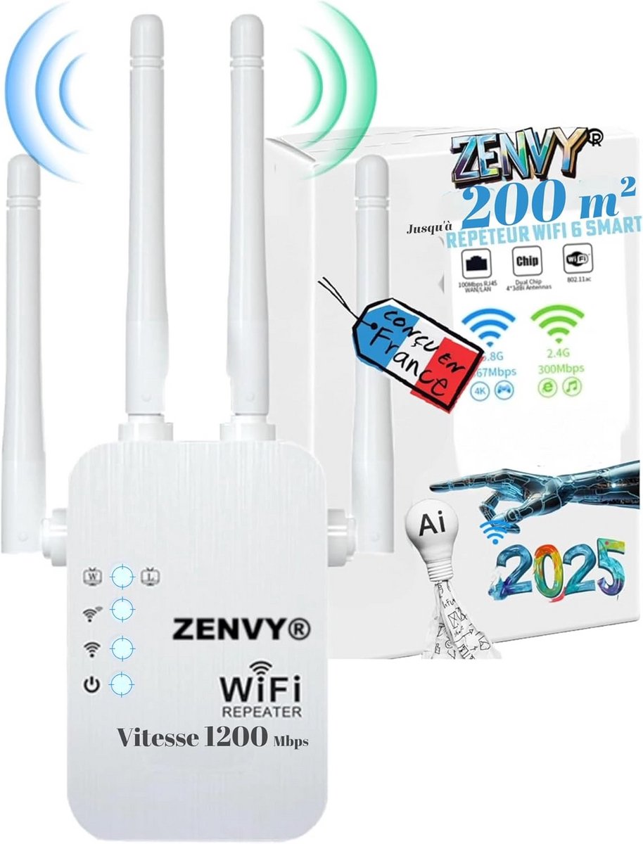 WLAN Repeater AC1200 Mbps – Krachtige Wifi Versterker voor Betrouwbaar Internet Overal