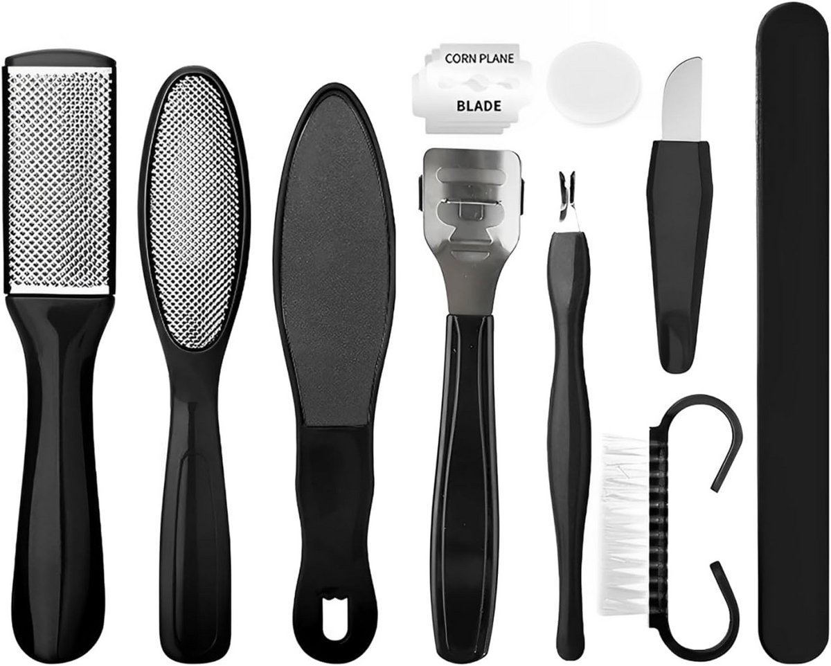 Professionele 10-delige Pedicureset RVS voor Harde Huid en Kalknagels