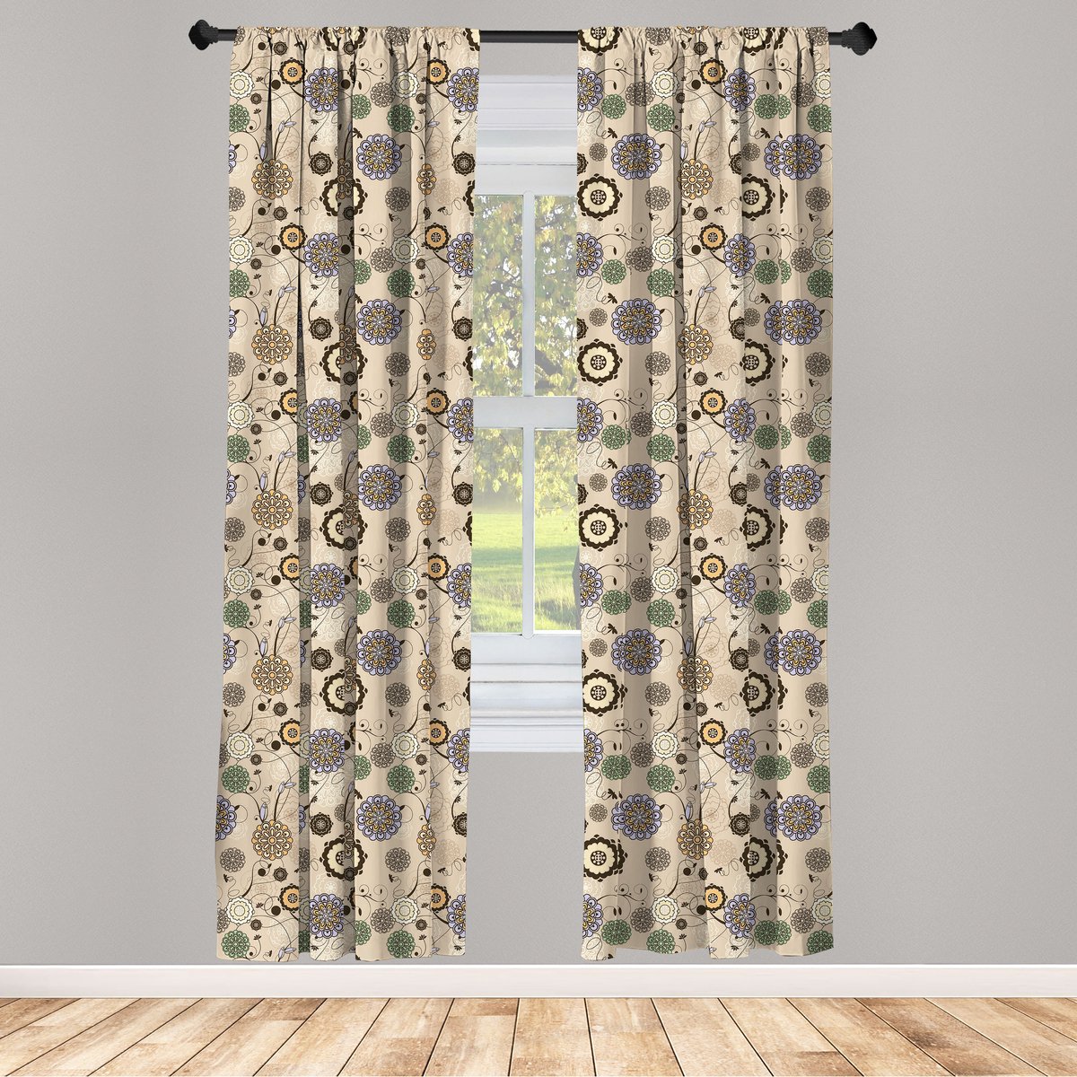 ABAKUHAUS Gordijn – 2-Delig Paneelset 75x175 cm – Mikrofaser, Halfdonker, Beige/Bruin