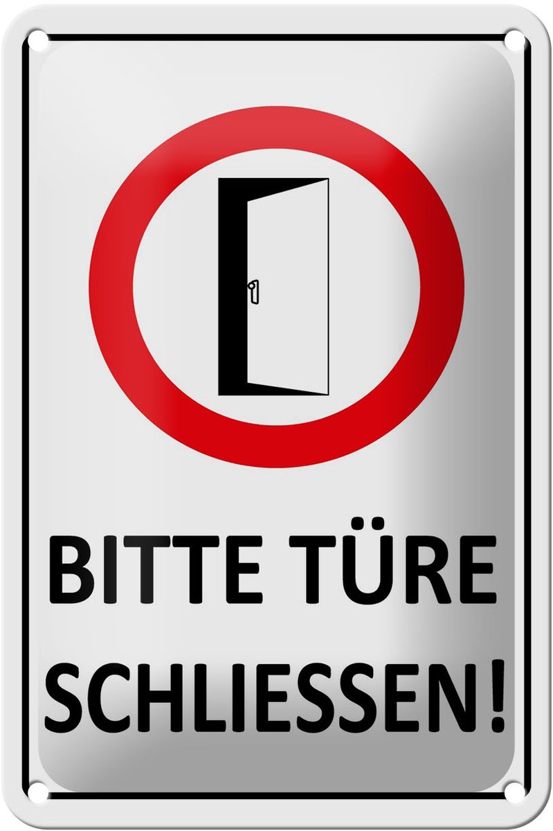 Blechschild Hinweis 12x18cm Bitte Türe schließen