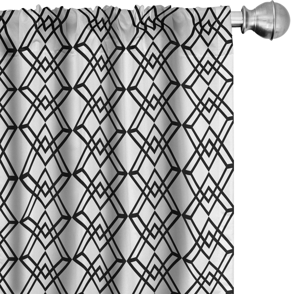 ABAKUHAUS – Interlace-Quadrate Gordijnset – 2x75x175 cm – Microvezel Zwart-Wit