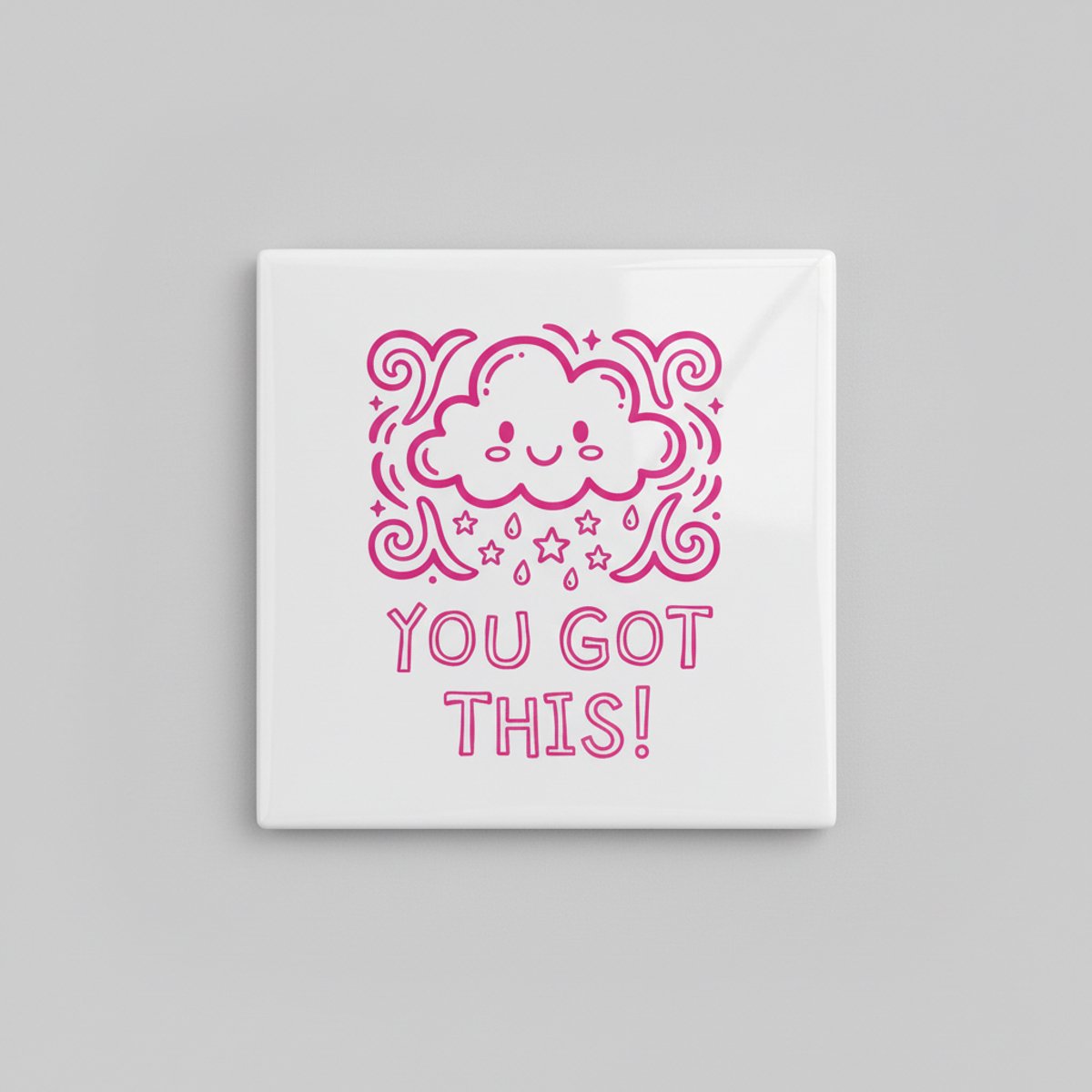 You Got This Tekst Keramische Tegel – Schattige Motiverende Wolk Wanddecoratie – 15 × 15 c