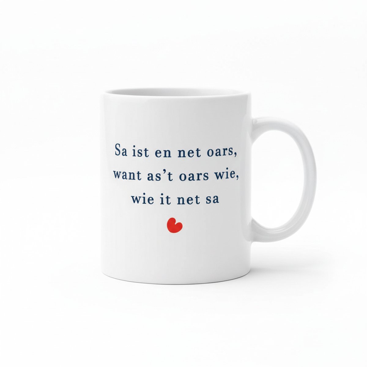 Sa Ist En Net Oars Keramische Mok 330 ml – Betekenisvolle Friese Quote Koffie- en Theemok