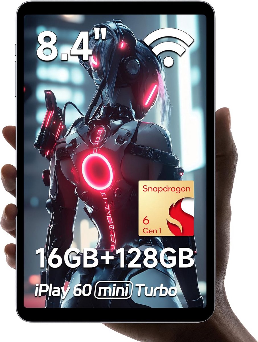 Compacte 8.4 Inch Tablet met Snapdragon 6 Gen 1, 16GB RAM, 128GB Opslag, FHD Scherm en Gyroscoop