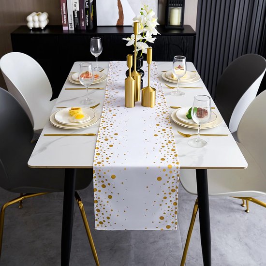 Artoid Mode Gaze Tulle Glitter Folie Beige Goud 6 Stuks Tafelloper 70x300 cm, Keuken Tafeldecoratie Binnen Vakantie Feest Verjaardagsdecor