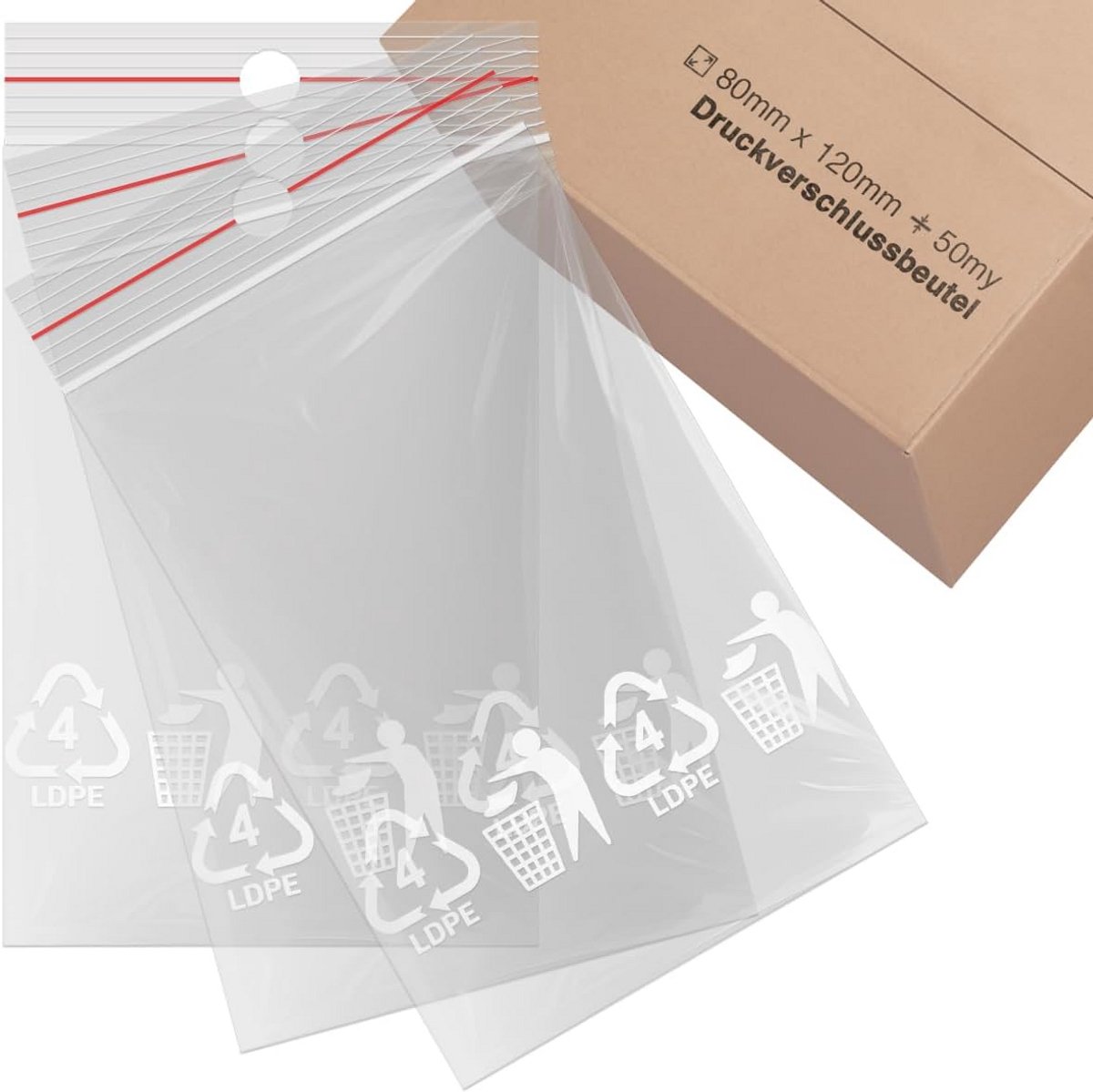5000 Hersluitbare Plastic Zakjes met Zip-sluiting - 80 x 120 mm