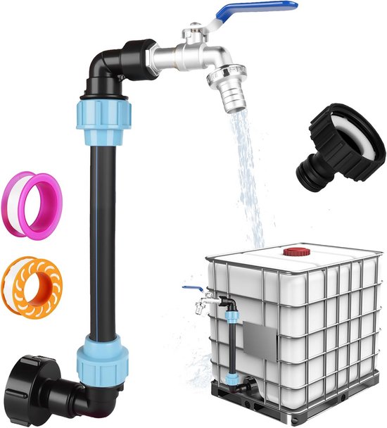STEEIRO BC Tap, IBC Tank Adapter Water Tank S100x8 / S60X6 Coarse Thread - 3/4 Inch IBC Container Faucet Accessories Water Tank Hose Connection Accessories Garden Hose