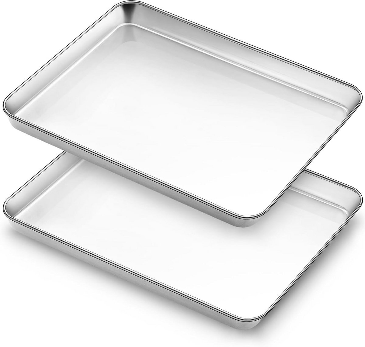 Set van 2 Rechthoekige RVS Bakplaten - Ovenbestendige Antiaanbak Pannen voor Koken en Braden