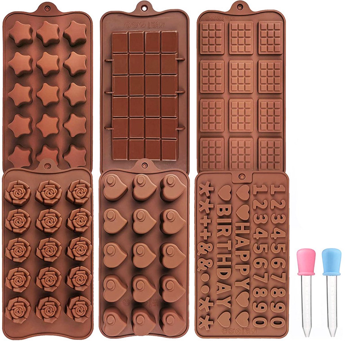 Set van 8 Cloud Heart Chocolade Mallen, Antiaanbaklaag, Siliconen Mal