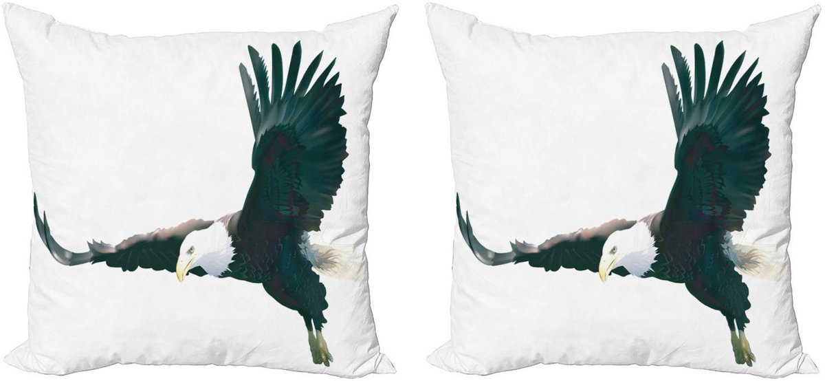 ABAKUHAUS Adler Kussenhoesenset – 2x60x60 cm – Dubbelzijdig Digitaaldruk – Geel Multicolor Schwarz