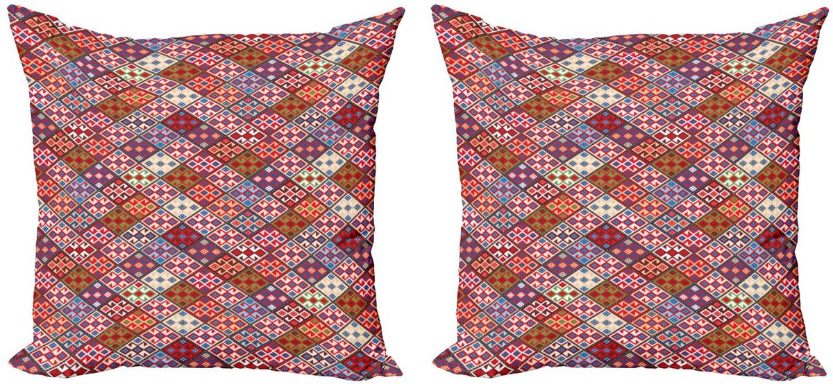 ABAKUHAUS Set kussenhoezen 2x Nomadic Rug – dubbelzijdig bedrukt – 40x40