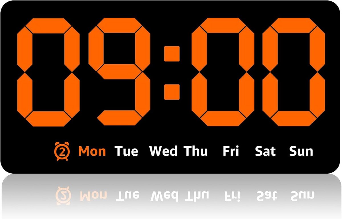 Digitale Wandklok met Groot LED Display - Tijd, Datum, Temperatuur en Wekkerfunctie