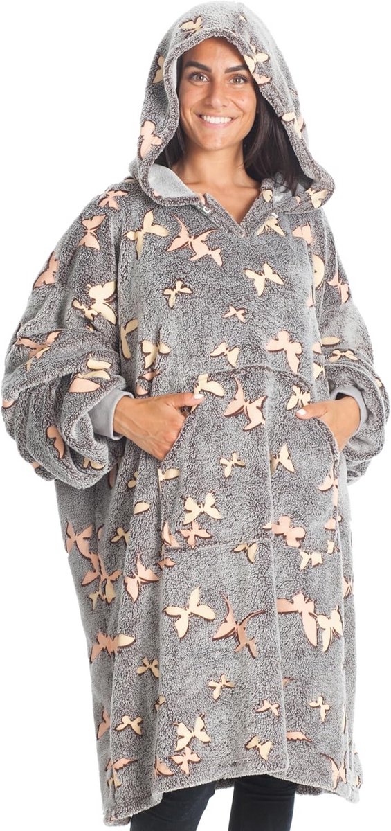 Oversized Glow in the Dark Vlinders Hoodie Fleece Deken Sweatshirt voor Volwassenen