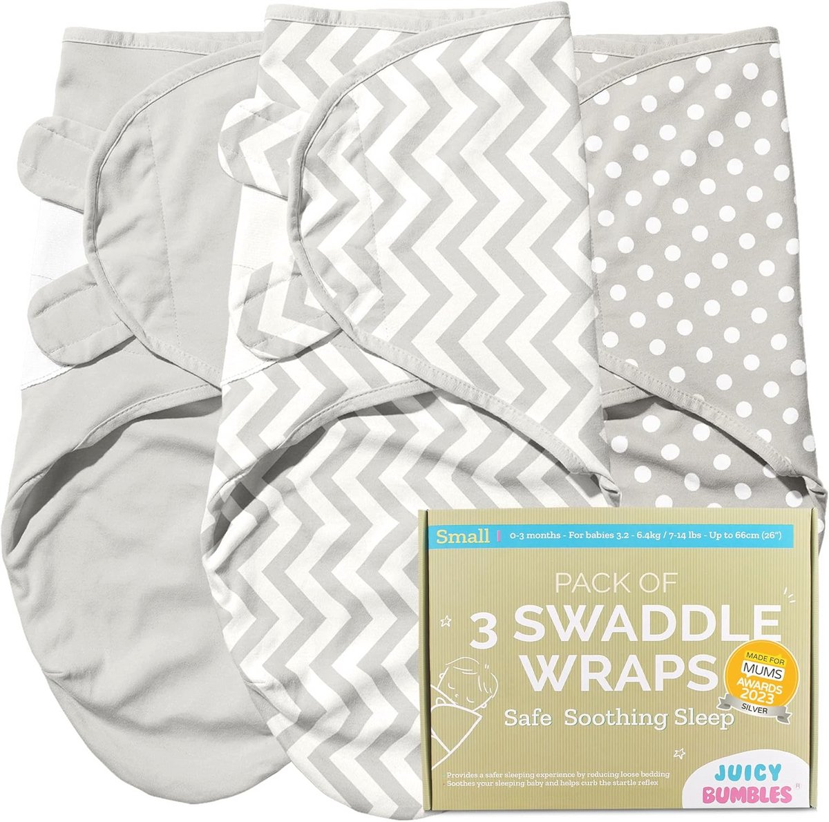 Set van 3 Wikkeldekens voor Baby - 100% Katoen - Veilig en Comfortabel