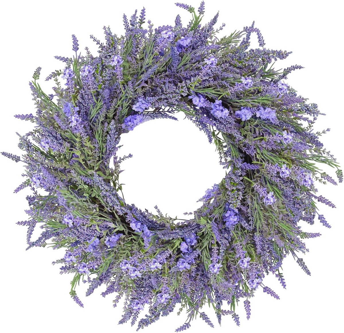 Paarse Lavendelkrans voor Voordeur - 61 cm - Kunstkrans voor Lente en Zomer Decoratie