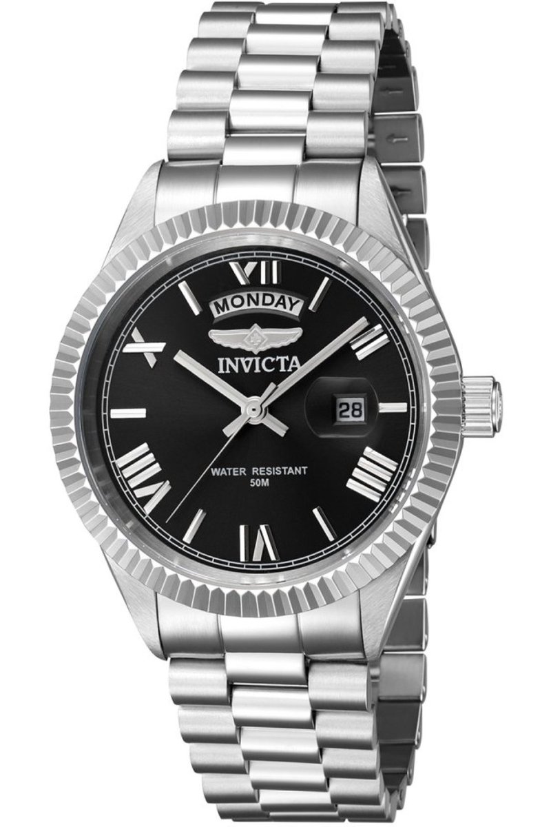 Invicta Specialty 43934 Heren Horloge - Waterdicht - Analoog - Quartz Uurwerk - Roestvrij Staal met zwarte Wijzerplaat - 40mm