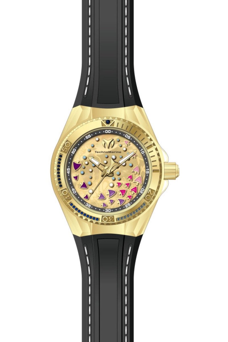 TechnoMarine Cruise TM-125004 Dames Horloge - Waterdicht - Analoog - Quartz Uurwerk - Roestvrij Staal met gouden Wijzerplaat - 40mm