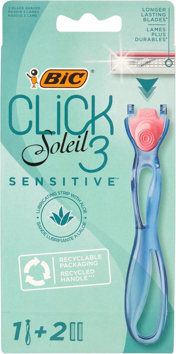 Sensitive Scheermes voor Vrouwen - 2 Verwisselbare Scheermesjes met Aloë Vera en Vitamine E, Duurzaam Materiaal, 2-Pack