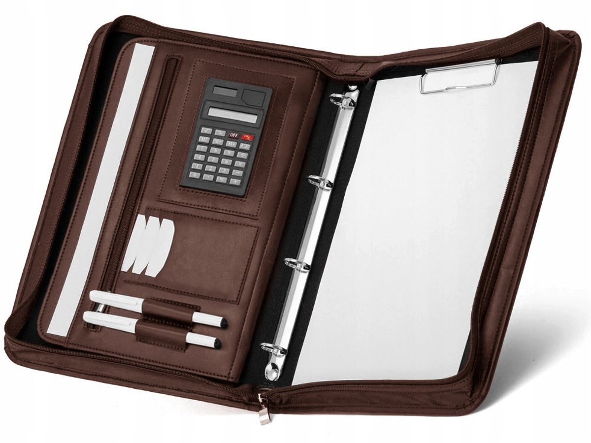 Solome Biwuar A4 met Rits, Organizer, Bruin - Perfect voor professionals