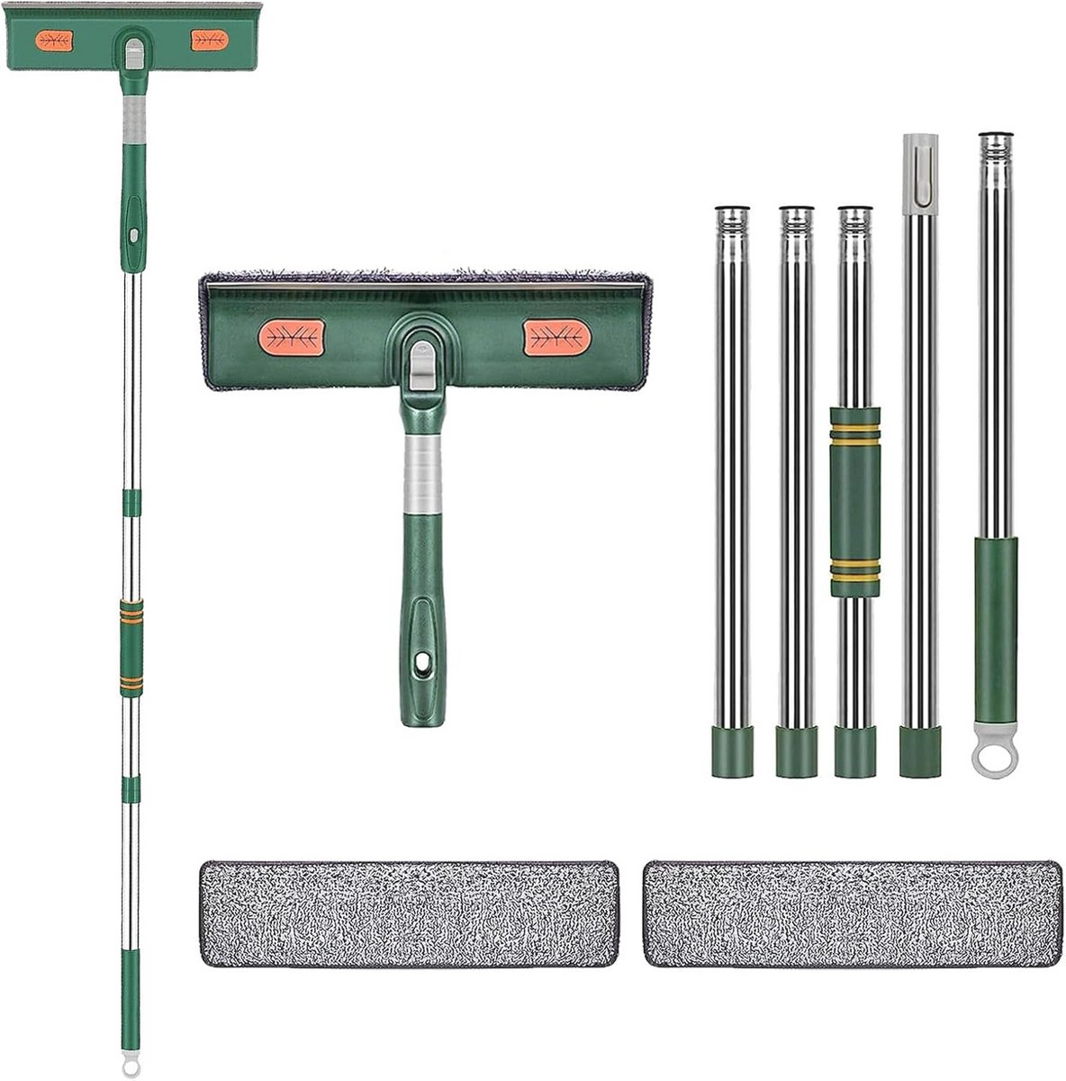 2-in-1 Raamreinigingsset Met Telescoopsteel - Professionele Raamwisser En Schrobber Voor Binnen En Buiten