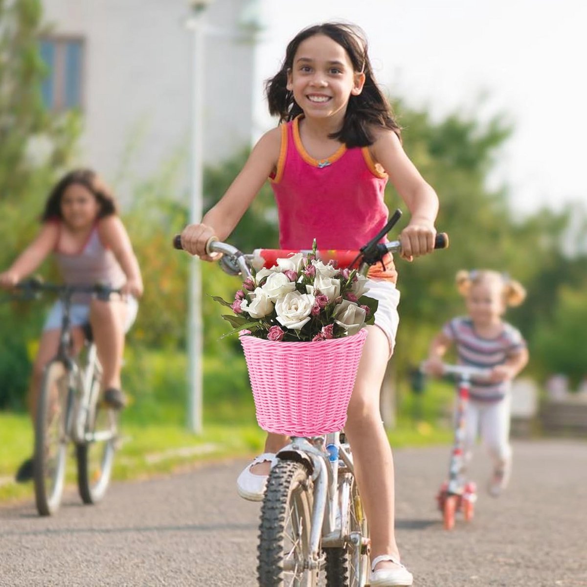 Fietsmand voor Kinderen - Handgeweven Fietsaccessoires en Reservelederen Riemen