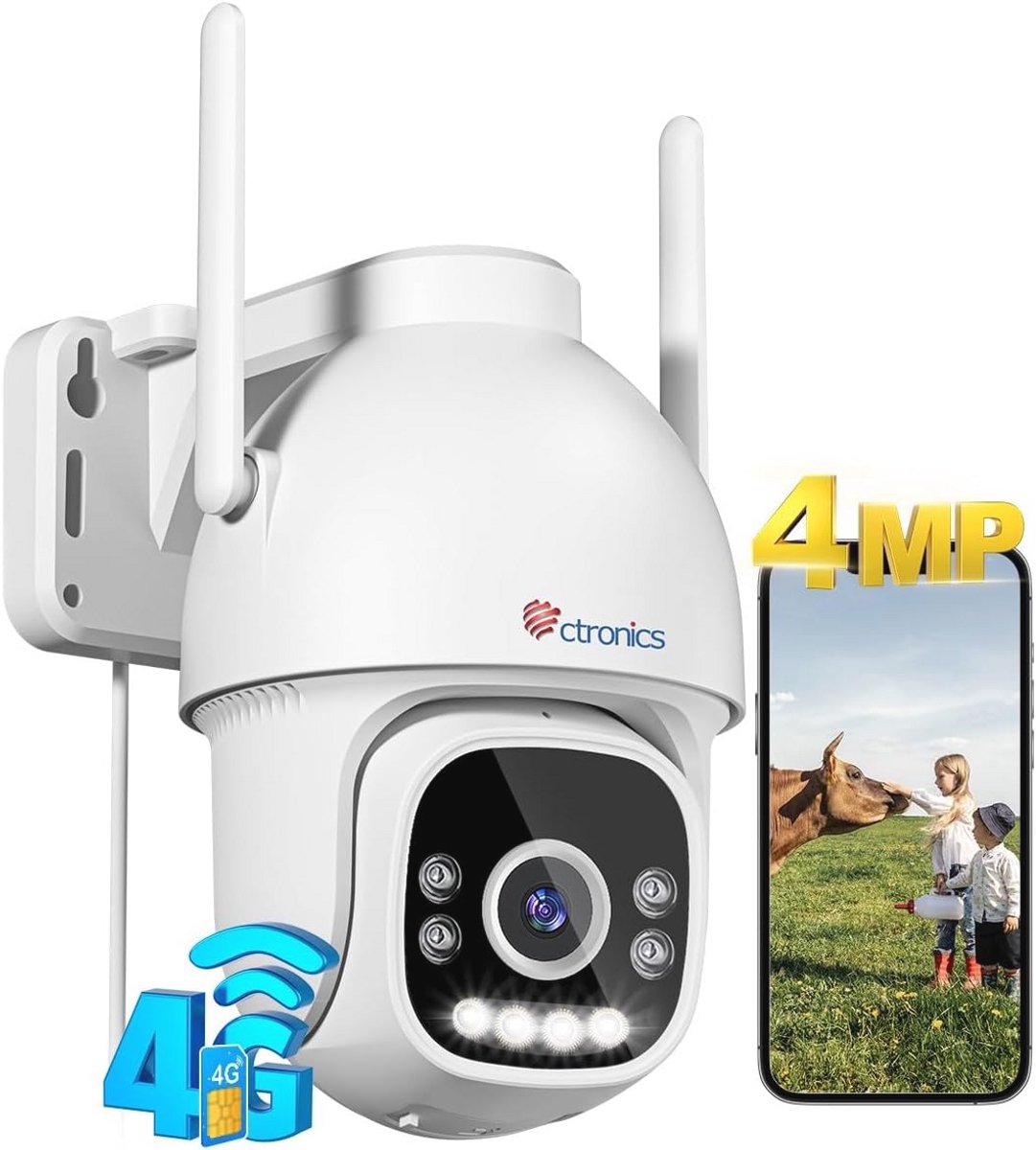 2,5K 4MP 3G/4G LTE Bewakingscamera voor Buiten - PTZ IP-camera met Persoonsherkenning en Nachtzicht