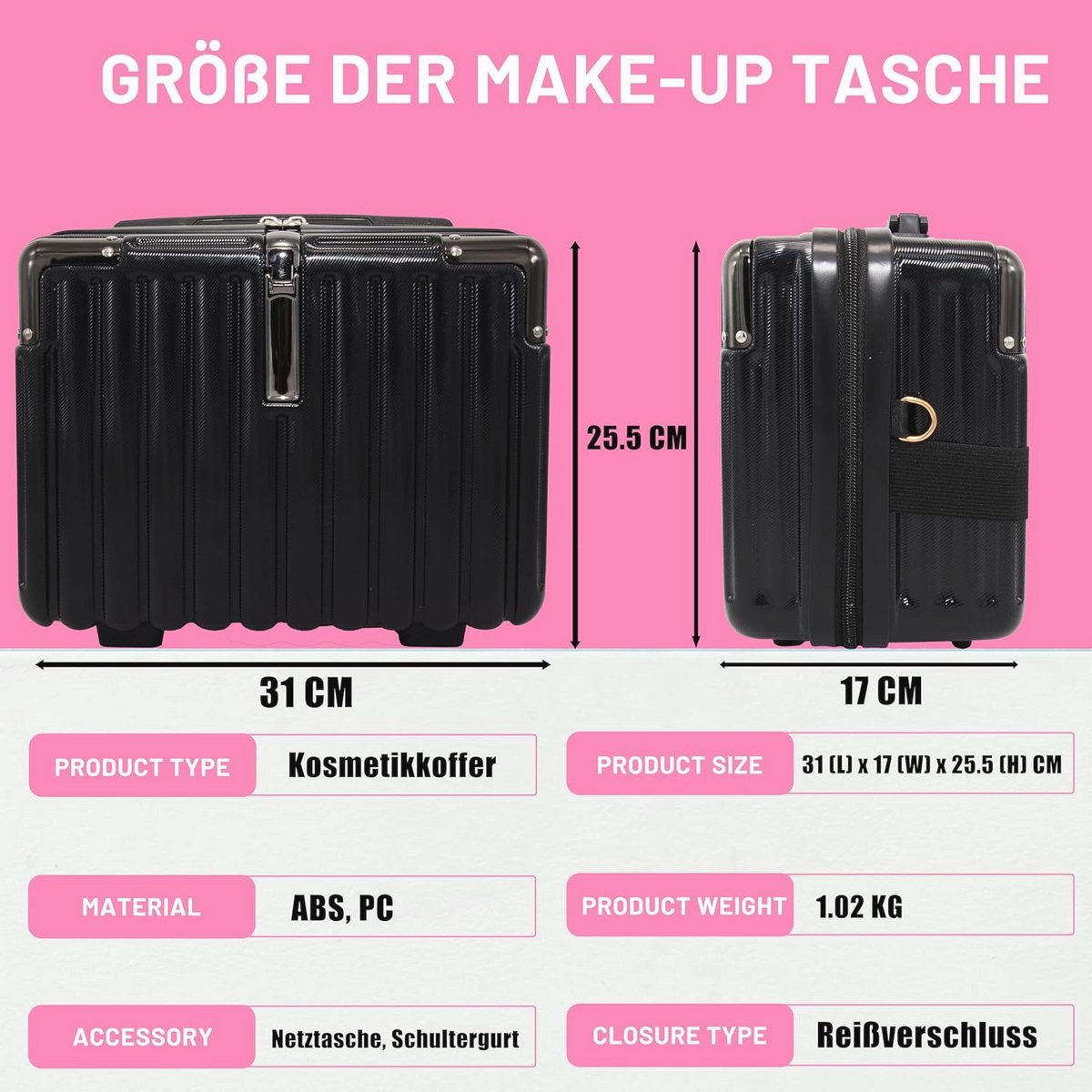 Cosmeticakoffer met handgreep in Roségoud - Klassiek en Praktisch voor Op Reis