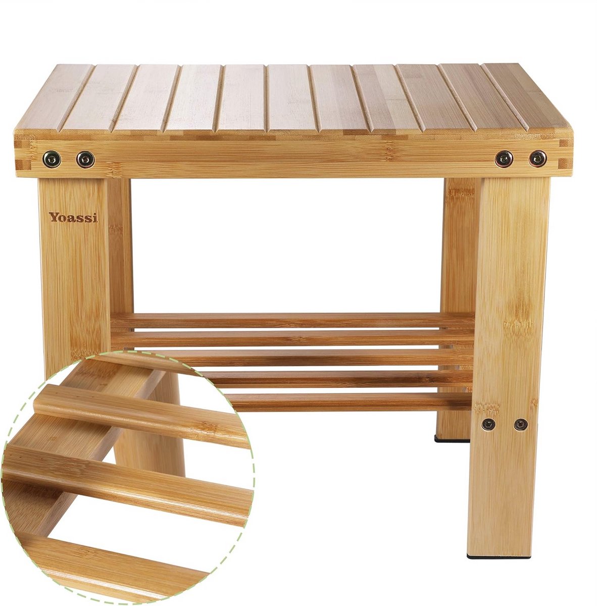 Vintage Bamboe Voetenbankje en Kruk - Antislip, Multifunctioneel, 39x25x34 cm