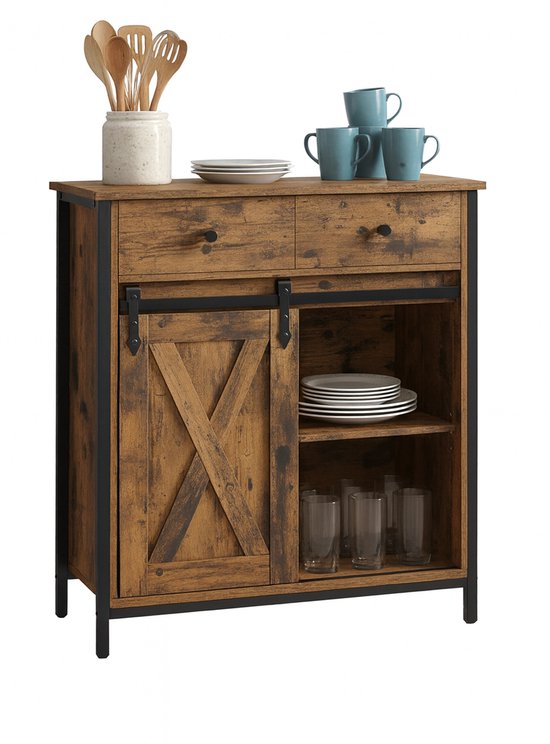Buffet - marron-noir - 70x80x30 cm - avec espace de rangement