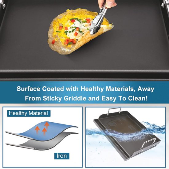Universele Bakplaat voor Gasgrills 63 x 41 cm met Afneembare Handgrepen — afbeelding 4