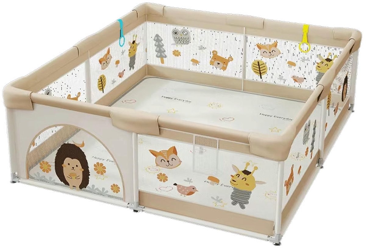 YAR Grondbox – Speelbox / Kruipbox – XXL Playpen 180×200×65 cm – Inclusief 65 Speelballen & 2 Optrekhandvatten – Ritsdeur – Veilig & Stevig – Zonder Binnenmatje