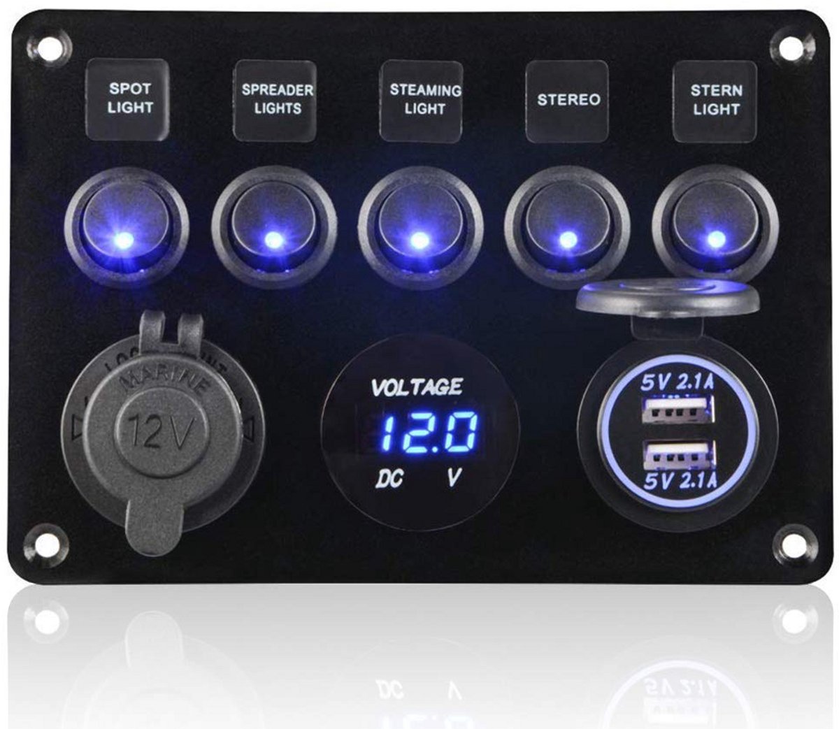 Multifunctioneel Schakelpaneel met 5 Versnellingen - Waterdicht met USB Charger en Voltmeter voor Voertuigen