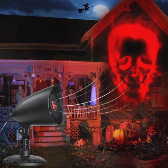 Halloween Tuindecoratie IShabao Halloween Deko Outdoor, 3D Dynamische Halloween Projektor Mit Timer, Wasserdicht LED Projektionslampe Mit Weißer Sensenmann Für Wand Fenster Projector Met 8m Bereik