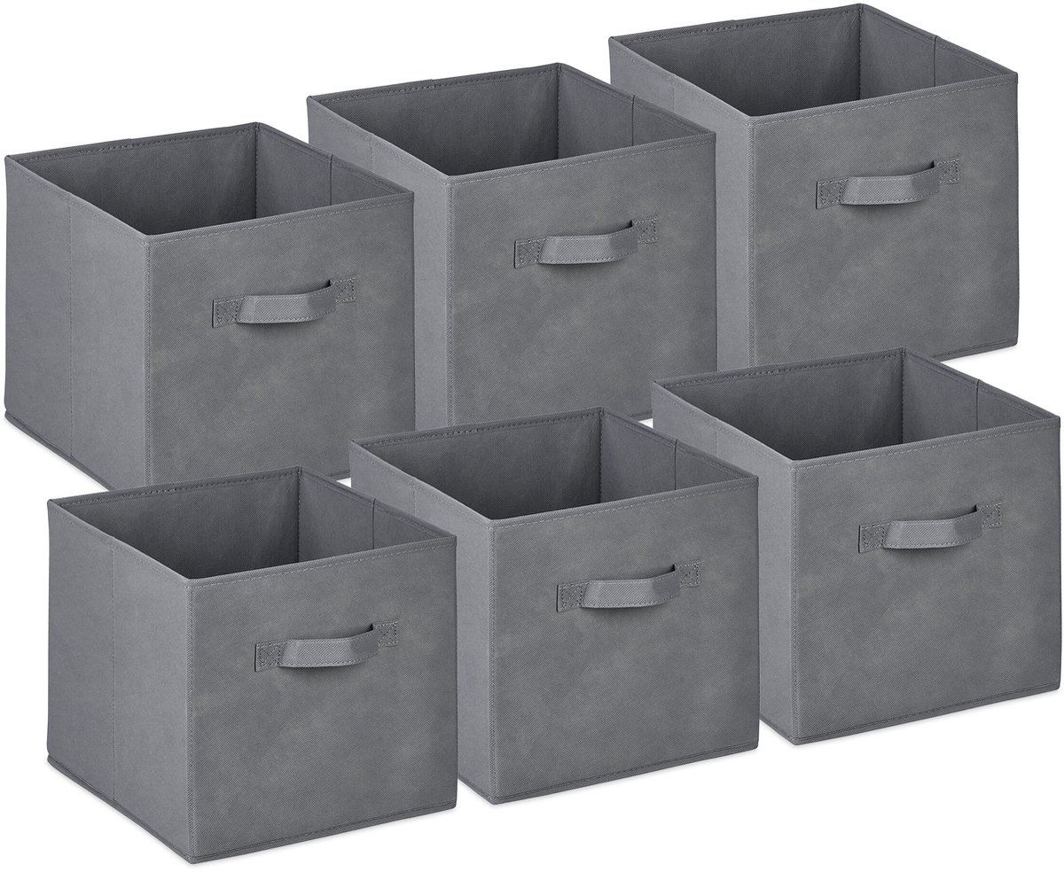 Opbergbox - set van 18 - 28x26,5x28 cm - lichtgrijs